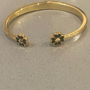 Kate Spade Gold Bracelet with Black Floral Design